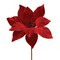 24" Red Velvet Poinsettia Stem with Shimmer Edge – Luxury Christmas Floral Pick